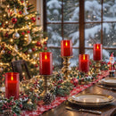 Homemory Red Glass Flameless Candles, Battery Operated LED Pillar Candles with Remote Control and Timer, Radiance Candles, Real Wax, Set of 3,D3 xH4 5" 6"