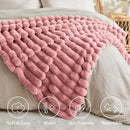 BEDELITE Faux Fur Throw Blanket for Couch, Soft and Cozy Luxurious 3D Striped Pink Fluffy Blanket, 770GSM Thick Warm Plush Fuzzy Faux Rabbit Fur Blanket for Women Gift, 50"x 60" by CozyNest Decor