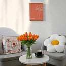Mandy's Artificial Tulips 20 Stems Orange PU Faux Flowers for Wedding Home Decor 13.5 Inch by CozyNest Decor