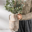 Mitt&Ditt Ceramic Flower Vase with Handles, 11 inch Tall Vase for Centerpieces, Large Decorative Terracotta Vases, Farmhouse Rustic Vases for Home Decor, Living Room, Table, Neutral by CozyNest Decor