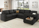 HONBAY Sectional Couch with Pull Out Bed, Sectional Sleeper Sofa with Storage, U Shape Couches for Living Room, Dark Grey by CozyNest Decor