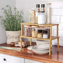 Cabinet Organizer Shelf(Set of 2),Kitchen Counter Shelves,Bamboo Stackable Expandable Spice Rack Countertop(Large) by CozyNest Decor