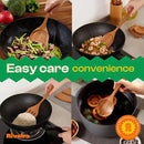 Riveira Natural Bamboo Wooden Cooking Utensils Set of 9 Premium Quality Non-Toxic Wooden Spoons and Spatulas for Cooking by CozyNest Decor