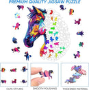 Wooden Puzzles for Adults, Horse Liberty Cool Wooden Jigsaw Puzzles(10.8 * 12.6in-200pcs), Unique Shape Animal Adult Pieces, Irregular Wood Puzzles Best Gift for Adults and Kids Family Game by TinyTreasures Baby Boutique