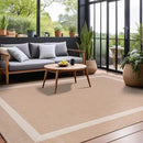 Bordered Outdoor Rug 6x9 Washable Outside Carpet for Indoor Patio Porch Waterproof Easy Cleaning Non Shedding Area Rugs Beige 6 x 9 by CozyNest Decor