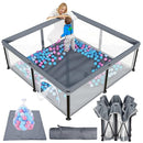 TOREVSIOR Foldable Baby Playpen with Mat, 50"×50" Collapsible Play Pen for Babies and Toddlers, Indoor & Outdoor Kids Safety Play Pen, Portable Play Yard, Foldable Baby Playpen with 50 Ocean Balls by TinyTreasures Baby Boutique