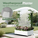 Double Metal Planter Box with Trellis Privacy Screen, Raised Garden Bed with Trellis & Wheels, Planter Box Outdoor with Drainage Holes for Climbing Plants, Vegetable, Vines,73"x 47"x 30", White by GreenHaven Gardens