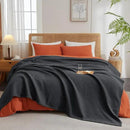 PHF Ultra Soft Waffle Weave Blanket Queen Size 90"x 90"- Washed Lightweight Breathablee Cozy Woven Blanket - Great for Couch Bed Sofa Home Car - Black by CozyNest Decor