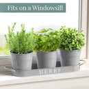Barnyard Designs Indoor Herb Garden Planter Set with Tray, Metal Windowsill Plant Pots with Drainage for Outdoor or Indoor Plants, Set/3 (Cool Grey) by GreenHaven Gardens