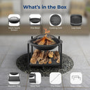 SereneLife Portable Outdoor Fire Pit - 2-in-1 Steel BBQ Grill and 26" Wood Burning Fire Pit Bowl with Mesh Spark Screen, Log Grate, Fire Poker, and Cover for Camping, Picnic, Bonfires by GreenHaven Gardens