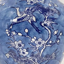 Galt International White & Blue Floral Crane Chinoiserie Ceramic Vase 14" - Hand Painted Antique Style Porcelain Bird & Flower Bottle Fishtail Porcelain Chinese Vase for Home Decor Centerpiece by GreenHaven Gardens