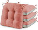 puredown® Chair Cushions for Dining Chairs, Tufted Memory Foam Chair Pads with Non-Slip Backing, Kitchen Seat Cushions with Ties, Washable Seat Pads Set of 4, 15.5" x 15.5" x 4", Pinky by CozyNest Decor