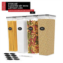 Airtight Food Storage Containers with Lids Set of 4-95 fl. oz Pasta storage Containers, BPA Free Plastic Spaghetti container - Air Tight Canisters for Kitchen Pantry Organization by CozyNest Decor