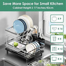 MOUKABAL Dish Drying Rack - 2 Tier Stainless Steel Dish Rack, Dish Racks for Kitchen Counter, Drying Rack Kitchen with Removable Utensil Holder and Drainboard (Black) by CozyNest Decor