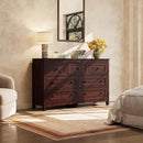 WLIVE Farmhouse Dresser for Bedroom, 51.18'' Wide 7 Drawer Wood Dresser, TV Stand for 65 inch TV, Wooden Chest of Drawers for Bedroom, Modern Clothes Organizer for Living Room, Hallway, Rustic Brown by CozyNest Decor