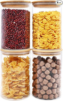 32oz Glass Food Storage Jars, Glass Jars with Bamboo Lids, Kitchen Storage Jars, Canisters with Airtight Lids for Spice, Coffee, Cookie, Set of 4, Pantry Organizers by CozyNest Decor