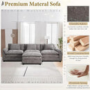 URRED Modular Sectional Sofa Comfy Cloud Couch, Modern Chenille Sofa Sleeper Deep Seat Couches with Ottoman/Pillows for Living Room (Gray, 117''- L Shape) by CozyNest Decor