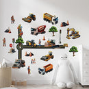 Construction Car Wall Decals for Boys by Lipastick - Road, Trucks, Tractors, Excavators Wall Stickers for Kids Bedroom, Nursery, Playroom - Peel and Stick Transport Themed Wall Decals - L Size by TinyTreasures Baby Boutique