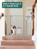 Babelio 36" Tall Upgraded Baby Gate with Cat Door,29-43" Auto Close Durable Dog Gate for Stairs,Doorways and House,Easy Walk Thru,Includes 4 Wall Cups,Gray by TinyTreasures Baby Boutique