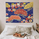 HZOHNAGO Japanese Tapestry Art Abstract Colorful Cherry Blossom Blue Background Pattern Printed Wall Tapestry Painting Wall Hanging for Bedroom Living Room Dorm 40" W x 30" H by CozyNest Decor