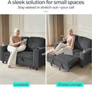 LINSY HOME Loveseat Sofa with Pull Out Couch: 2-in-1 Convertible 2 Seater Sofa Chaise with USB Charging & Cup Holders, Comfy Plush Corduroy Love Seat for Small Spaces Living Room Apartment, Grey by CozyNest Decor
