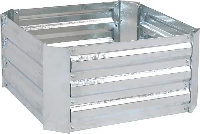 Sunnydaze 11.75" H Raised Metal Garden Bed - Galvanized Raised Garden Bed Outdoor for Vegetables and Flowers - Silver - Square, photo 9 of 9