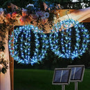 Flacchi Solar Powered Hanging Iron Sphere Lights with Artificial Greenery – 12Inch 120 LED Waterproof Outdoor Decor Ball Light with Timer & 8 Modes – 2 Pack for Garden, Christmas, Weddings(Blue) by GreenHaven Gardens