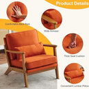 Karl home Accent Chair Wide Armrest Mid-Century Lounge Chair Linen Fabric Armchair with Lumbar Pillow & Solid Wood Frame for Living Room, Bedroom, Balcony, Burnt Orange by CozyNest Decor