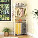 Over Washer and Dryer Shelves,2 Tier Adjustable Height Wire Shelving Laundry Room Storage Organization Clothes Drying Rack with Hanger Rod&Hooks,Space Saving Organizers Shelf,White