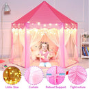 Princess Castle Tent with Rug for Girls Fairy Play Tents for Kids Hexagon Playhouse with Fairy Star Lights Toys for Children or Toddlers Indoor Games (Pink Princess Tent with Rug) by TinyTreasures Baby Boutique