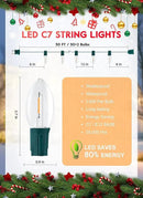 50FT C7 Clear LED Christmas String Lights Outdoor, Commercial Connectable Christmas Lights with 50+2 Bulbs(2 Spare), Hanging Christmas Tree Lights for Xmas Holiday Party Roofline Backyard Decor by GreenHaven Gardens