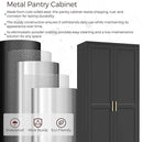 71" Tall Metal Pantry Cabinet, Black Kitchen Pantry Storage Cabinet with 4 Adjustable Shelves and Gold Handles, Cupboard for Kitchen, Dining Room, Living Room, Bathroom by CozyNest Decor