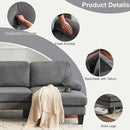 Karl home U-Shape Sectional Sofa Couch 111" Modern 4-Seat Sofa with Chaises Corduroy Fabric Upholstered Covertible Couch with Wood Grain Legs for Living Room, Reception Room, Apartment, Dark Gray by CozyNest Decor