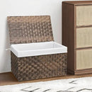Wicker Storage Basket with Lid, 42.3 Gallon (160L) Large Blanket Basket with Lid, Woven Storage Bin with Handles, Removable Liner, Metal Frame, Foldable, for Bedroom, Laundry Room, Brown by CozyNest Decor
