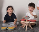 PlanToys Toddler Musical Instruments - Double Drum Set with Drumsticks, Made with Natural Rubber-Coated Fabric and Rubberwood for Motor Skills Development (Orange) by TinyTreasures Baby Boutique