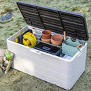 Premium Pro Edition 100 Gallon Lockable Resin Deck Box, Waterproof & UV-Resistant Outdoor Storage Box for Outdoor Cushion Storage, Garden Tools & Pool Accessories Storage, White by CozyNest Decor