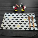 DaDa Bedding Set of 4-Pieces Valentine's day Yellow & Black Hearts Tapestry Dining Table Placemats 13” x 19” (18113)
