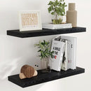 Fun Memories Black Floating Shelves 32 Inch Long, 9 Inch Deep Floating Bookshelf Wall Mounted, Farmhouse Wood Shelves White for Bathroom, Living Room, Bedroom, Home Decor Deep Shelf for Wall Set of 2 by CozyNest Decor
