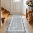 jinchan Floral Runner Rug 2x5 - Machine Washable Grey Vintage Distressed Design Soft Non-Slip Low-Pile Ultra-Thin Runner Rug for Kitchen Hallway Laundry Room Entryway Farmhouse (2‘x5',Grey) by TinyTreasures Baby Boutique
