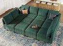 Belffin Oversized 12 Seat Modular Sectional Sleeper Sofa Convertible Sleeper Sectional Sofa with Storage Seat Large Corduroy Modular Couch for Living Room Green by CozyNest Decor