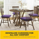 downluxe Indoor Chair Cushions for Dining Chairs, Soft and Comfortable Textured Foam Kitchen Chair Pads with Ties and Non-Slip Backing, 16" x 16" x 2", Purple, 4 Pack by CozyNest Decor