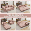 78" W Loveseat Sofa, 4 in 1 Convertible Floor Sofa Bed, Boneless Cloud Couch with Cup Holder, Fold Out Floor Couch, Loveseat Recliner Sleeper for Living Room Bedroom Lounge(Corduroy, White) by CozyNest Decor