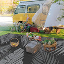 GENIMO Outdoor Rug 10' x 14' Waterproof for Patios Clearance, Reversible Outdoor Plastic Straw Camping Rug Carpet, Large Area Rugs Mats for RV, Camper, Deck, Balcony, Porch, Beach, Picnic, Black&Grey by CozyNest Decor