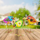 Birds Garden Decor for Outside: Metal & Glass Bird Yard Art, Craft Statue Lawn Ornaments for Outdoor, Housewarming Birthday Gifts for Women (3 PCS) by GreenHaven Gardens