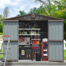 Domi Outdoor Storage Shed 8.2' x 6.2', Metal Steel Utility Tool Shed Storage House with Double Lockable Doors & Air Vents for Backyard Patio Garden Lawn Brown by GreenHaven Gardens