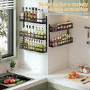 X-cosrack 5-Tier Small Wall-Mounted Spice Rack Organizer, Height-Adjustable, Space-Saving Compact Design for Kitchen Pantry Cabinet, Black by CozyNest Decor