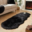 AMTOVO Faux Sheepskin Rug, Black Ultra Soft Fluffy Shag Area Rug, 2 x 6 ft Faux Fur Rug for Bedroom Sofa Throw Cushion Room Decor, Sheepskin by CozyNest Decor