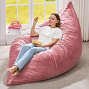 Hobestluk 3 in 1 Bean Bag Chair Giant Bean Bag Chairs for Adults with Velvet Cover Convertible Bean Bag Floor Cushion with Machine Washable Cover for Living Room (Velvet Pink) by CozyNest Decor