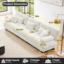 Modular Sectional Sofa Cloud Couch 3-Seater Deep Seat Sofa Couch, Oversized Couch Bed Sectional Couch with Round Bolster Armrests 5 Pillows, Modern Sofa Chair Comfy Couch(White) by CozyNest Decor