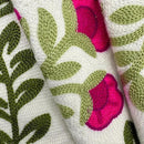 Alysheer Summer Decorative Throw Pillow Covers 18"x 18" Set of 2, Floral Embroidered Farmhouse Hot Pink Flowers Green Vine Patterned Cotton Canvas Cushion Case for Sofa Couch Bed Living Room Decor by CozyNest Decor